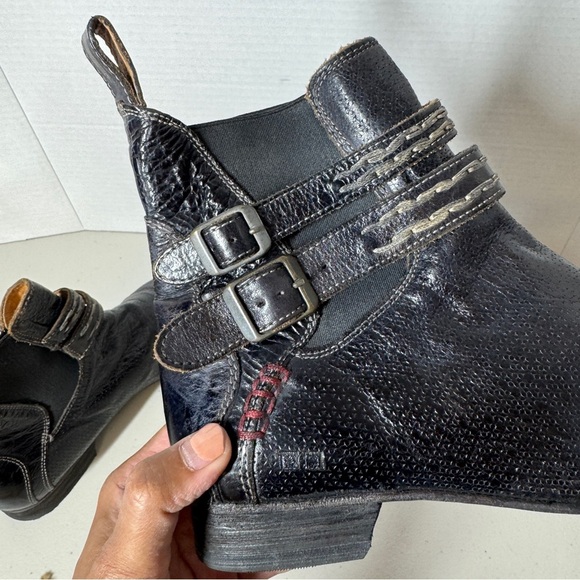Bed Stu Black Leather Western Double Buckle Italian Made Ankle Boots Size 8.5 - Picture 14 of 16
